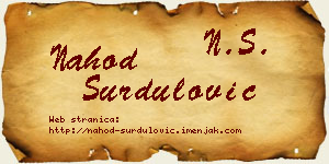 Nahod Surdulović vizit kartica